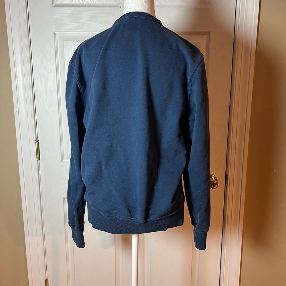 J Crew Men's Size Medium Cotton 1983  Fish Union Blue Crewneck - Picture 4 of 7